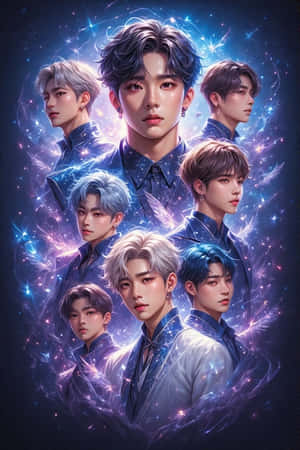 BTS, K-pop, фентъзи, реалистичен, магически, дигитал арт, космичен, съновиден, група — BTS Тапет