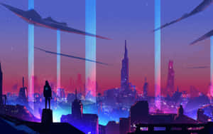 Фон Neon City — Неонов град Тапет