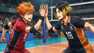 Спортивен тапет на Хината и Кагеяма от Haikyuu!! — Аниме двойка GIF Тапет