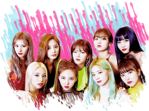 Цветен фон с участничките на Twice