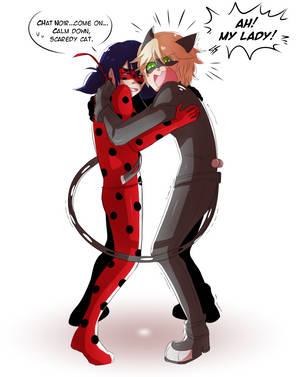 Ladybug и Cat Noir целувка речев балон тапет