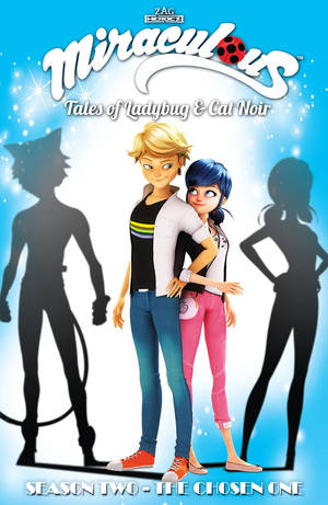 Тапет с целувка на Ladybug и Cat Noir Избраникът — Калинка и черен котик целуват Тапет