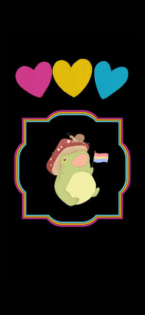 Жаба държаща сладък LGBT флаг дигитална илюстрация — Oppo A6x Тапет