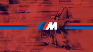 Червена кола с дим и лого BMW M — BMW Тапет
