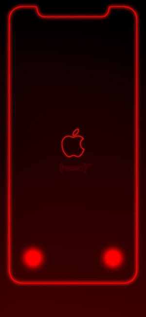Apple лого с граница в неоново червено iPhone XR тапет