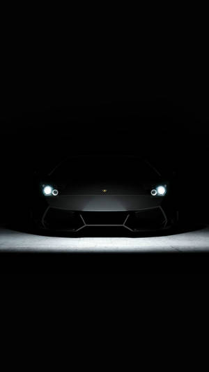 Черен естетичен Lamborghini с бяли фарове за iPhone — Черно Тапет