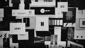 Черен естетичен колаж с лого на BTS