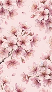 Мека естетична хартия с акварелни черешови цветове върху розов фон. — Мека естетика GIF Тапет